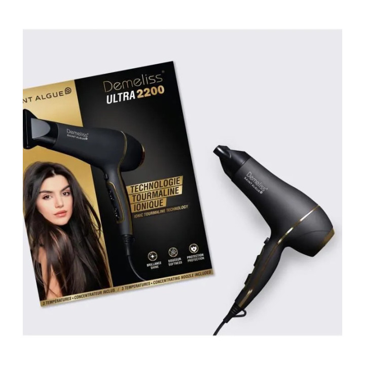 SAINT ALGUE Sèche-cheveux Demeliss Ultra Tourmaline 2200W Noir/Doré - SAINT ALGUE - STA3974