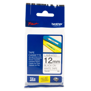 BROTHER 12MM BLACK ON WHITE TAPE