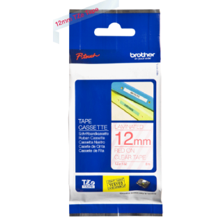 BROTHER 12MM RED ON CLEAR TAPE